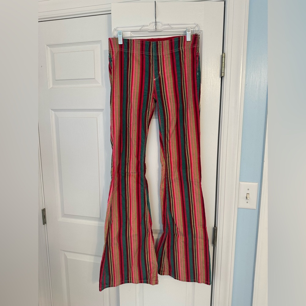 Free People Pull-on Striped Flare Pants